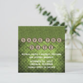 Green Steampunk Keys Save the Date Invitation (Debout devant)