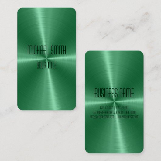 Green Steel Metal Visitekaartje (Voorkant / Achterkant)