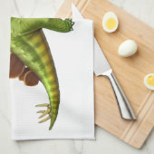 Green Stegosaurus Dinosaur Kitchen Towel Theedoek (Quarter Fold)