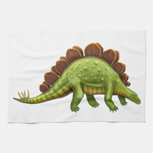 Green Stegosaurus Dinosaur Kitchen Towel Theedoek (Horizontaal)