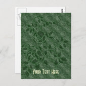Green Stencil Rosebud Floral Briefkaart (Voorkant / Achterkant)