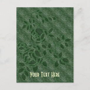 Green Stencil Rosebud Floral  Briefkaart