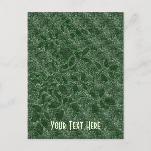 Green Stencil Rosebud Floral Briefkaart (Voorkant)