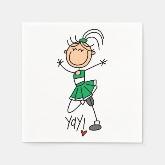 Green Stick Figuur Cheerleader Servetten (Voorkant)