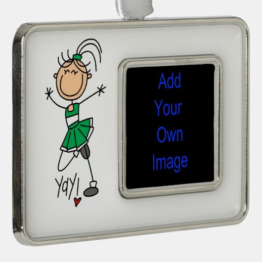 Green Stick Figuur Cheerleader Verzilverd Kader Ornament (Rechts)