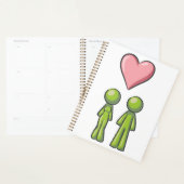 Green Stick Figuur Paar Roze Hart Liefde Planner (Display)