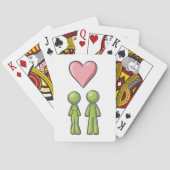 Green Stick Figuur Paar Roze Hart Liefde Pokerkaarten (Achterkant)