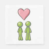Green Stick Figuur Paar Roze Hart Liefde Servet (Voorkant)
