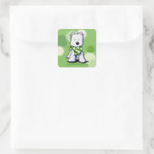 Green Stippen Westie Dog Vierkante Sticker (Tas)