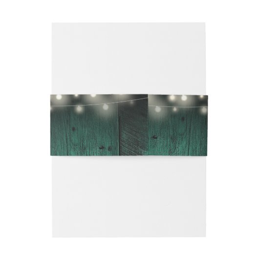 Green String Lights Rustiek Hout Boho Schuur Huwel Uitnodigingen Wikkel (Achterkant Voorbeeld)