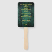 Green String Lights Rustiek Hout Wedding Programma Handwaaier (Achterkant)