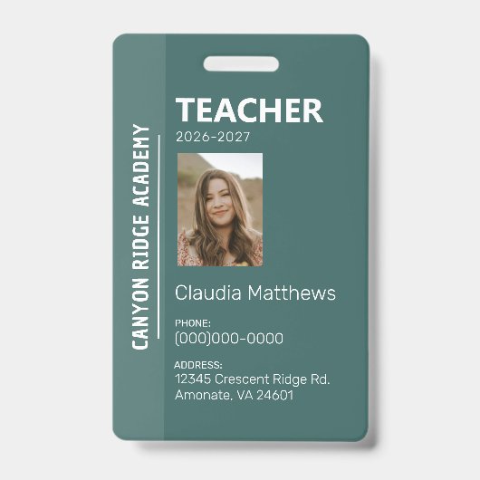 Green Stripe Homeschool Educator ID Badge (Voorkant)