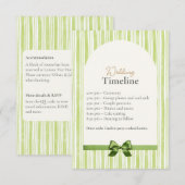 Green Stripe Wedding Timeline Cards with QR Code Informatiekaartje (Voorkant / Achterkant)