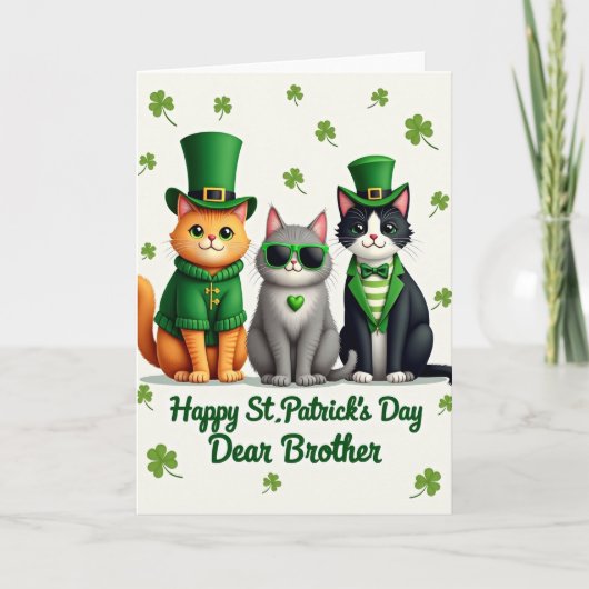 Green Striped Cats Card Kaart (Voorkant)