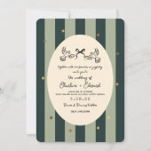 Green Striped Gold Star Wedding  Kaart (Voorkant)