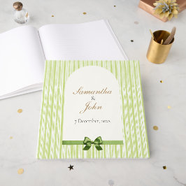 Green Striped Retro Wedding Gastenboek