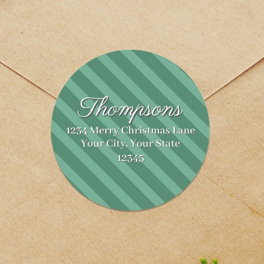 Green Striped Return Address Label