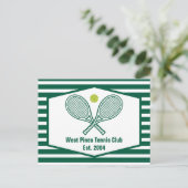Green Striped Tennis Custom Country Club Briefkaart (Staand voorkant)