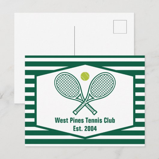 Green Striped Tennis Custom Country Club Briefkaart (Voorkant / Achterkant)