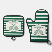 Green Striped Tennis Custom Country Club Ovenwant & Pannenlap Set (Voorkant)