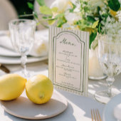 Green Striped Wedding Flat Menu