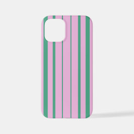 Green Stripes and Soft Pink iPhone 12 Mini Case Hoesje