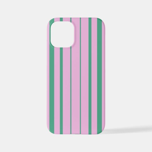 Green Stripes and Soft Pink iPhone 12 Mini Case Hoesje (Achterkant)