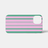 Green Stripes and Soft Pink iPhone 13 Mini Case Hoesje (Achterkant horizontaal)