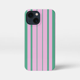 Green Stripes and Soft Pink iPhone 13 Mini Case Hoesje