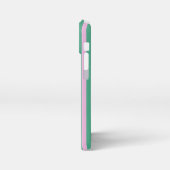 Green Stripes and Soft Pink iPhone 13 Mini Case Hoesje (Linkerkant)
