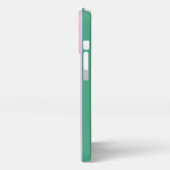 Green Stripes and Soft Pink iPhone 13 Pro Case Hoesje (Linkerkant)