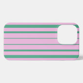 Green Stripes and Soft Pink iPhone 13 Pro Case Hoesje (Achterkant horizontaal)
