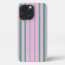 Green Stripes and Soft Pink iPhone 13 Pro Case Hoesje