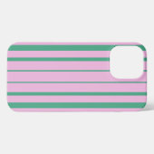 Green Stripes and Soft Pink iPhone 13 Pro Max Case Hoesje (Achterkant horizontaal)