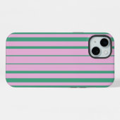 Green Stripes and Soft Pink iPhone 15 Plus Cases (Verso Horizontal)