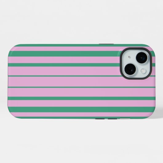 Green Stripes and Soft Pink iPhone 15 Plus Cases (Verso Horizontal)
