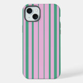 Green Stripes and Soft Pink iPhone 15 Plus Cases (Verso)