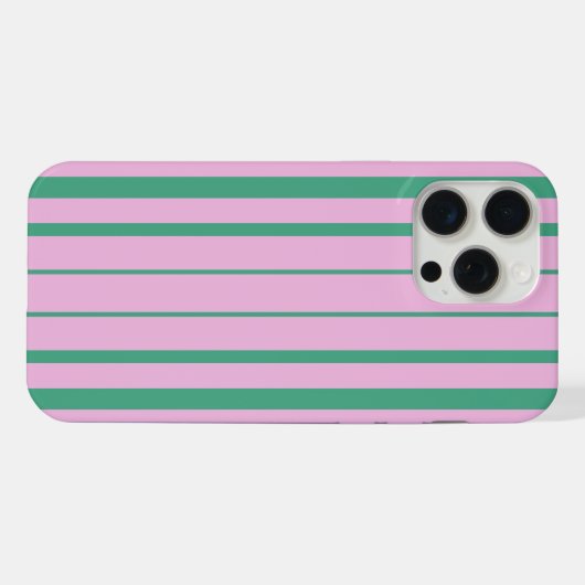 Green Stripes and Soft Pink iPhone 15 Pro Max Case (Verso Horizontal)