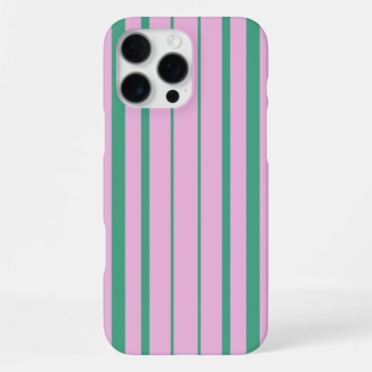 Green Stripes and Soft Pink iPhone 16 Pro Max Case iPhone Hoesje (Achterkant)