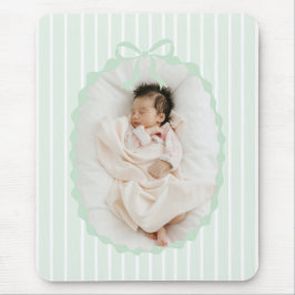 Green Stripes Bow Frame Custom Photo Mousepad Muismat