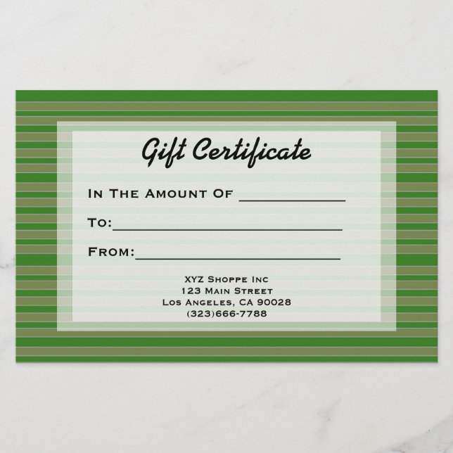 Green Stripes Cadeaucertificaat (Voorkant)