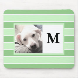 Green Stripes Custom Initiaal One Photo Cute Dog M Muismat