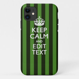 Green Stripes Decor Keep Calm Jouw tekst iPhone 11 Hoesje