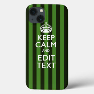 Green Stripes Decor Keep Calm Jouw tekst iPhone 13 Hoesje