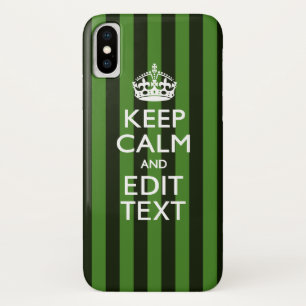 Green Stripes Decor Keep Calm Jouw tekst iPhone X Hoesje