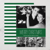 Green Stripes Happy Holidays Carte photo (Devant / Derrière)