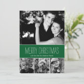 Green Stripes Happy Holidays Carte photo (Debout devant)