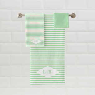 Green Stripes Initialen Badhanddoek Set Bad Handdoek