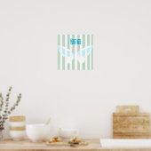 Green Stripes Joy Papillon Poster (Cuisine)