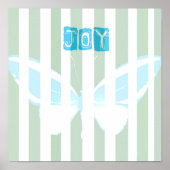 Green Stripes Joy Papillon Poster (Devant)